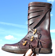 VARYAG, LATHER VIKING HIGH SHOES - BROWN - VIKING, SLAVIC BOOTS