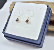 TRIANGULAR, STERLING SILVER GARNET EARRINGS - EARRINGS