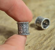 VIKING BEARD RING, STERLING SILVER - FILIGREE AND GRANULATED REPLICA JEWELS