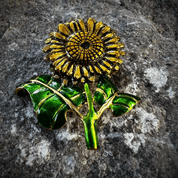 SUNFLOWER, COSTUME BROOCH WITH VITRAIL - COSTUME JEWELLERY
