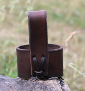 LION OF BOHEMIA, LEATHER HORN HOLDER, BROWN - DRINKING HORNS