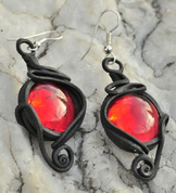 OHRRINGE -  GLAS - ROT - SCHMUCK MIT STEINEN