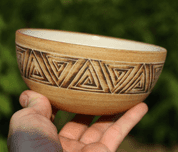 CERAMIC BOWL, CELTIC TRIANGLES - TRADITIONAL CZECH CERAMICS