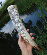 FÁFNIR - DRAGON, CARVED DRINKING HORN - DRINKING HORNS