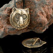 BEAR, HEAD, BRONZE PENDANT - PENDANTS, NECKLACES