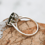 GABRETA, LUXURY SILVER RING WITH CZECH MOLDAVITE - MOLDAVITES, CZECH