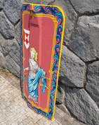 HAND PAINTED PAVISE, LONG WOODEN SHIELD JUSTICE - PAINTED SHIELDS