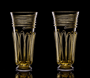 BIRKA, SET OF 2 VIKING GOBLETS, FOREST GLASS - HISTORICAL GLASS