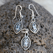MAIA PENDANT AND EARRINGS, SILVER, BLUE TOPAZ - JEWELLERY SETS