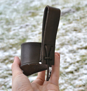 DRINKING HORN HOLDER, LEATHER, BROWN - DRINKING HORNS