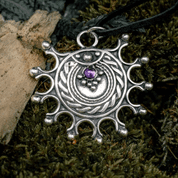 DEVANA, SLAVIC SOLAR PENDANT, SILVER - AMETHYST - PENDANTS