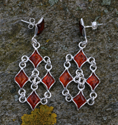 VILMA, AMBER, SILVER EARRINGS - EARRINGS