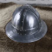 TEMPLAR KNIGHT KETTLE HAT DURALUMIN - COSTUME RENTAL - ARMS AND ARMOUR RENTAL