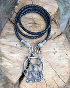 CERNUNNOS, TIN SNAKE HEADS AND PENDANT + LEATHER BOLO - CELTIC PENDANTS