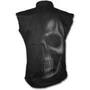 SHADOW SKULL,  SLEEVELESS STONE WASHED WORKER BLACK - SKLAD