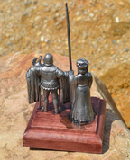 PAIR OF BURGUNDY, HISTORICAL TIN STATUE - PEWTER FIGURES