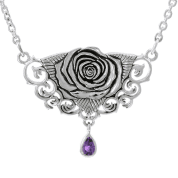 SACRED ROSE NECKLACE SILVER - HALSKETTEN