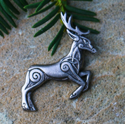 CELTIC DEER - HERNE, ZINC, PENDANT, ANTIQUE SILVER - CELTIC PENDANTS