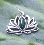 HEILIGE LOTUSBLUME, ANHÄNGER, SILBER - MALACHIT - ANHÄNGER - SCHMUCK, SILBER