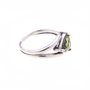 MOLDAVITE RING, TRILLION CUT, STERLING SILVER - MOLDAVITES, CZECH