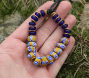 BRACELET, CELTIC GLASS BEADS, REPRODUCTION - HISTORICAL GLASS BEADS, REPLICA