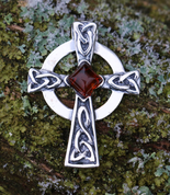 CELTIC CROSS, PENDENTIF, ARGENT, AMBRE - AMBRE ET ARGENT