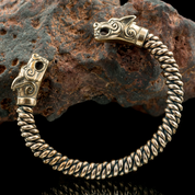 WOLF FENRIR, TWISTED BRACELET, BRONZE - VIKING, SLAVIC, CELTIC BRACELETS - BRONZE AND BRASS