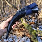 SCHOTTISCHE DISTEL TRINKHORNHALTER AUS LEDER, BLAU - TRINKHÖRNER