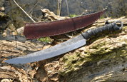 LONG IRON AGE KNIFE, SHARP WITH LEATHER SHEATH - KNIVES