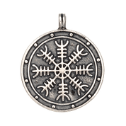 AEGISHJALMUR, HELM OF AWE, MAGICAL RUNE MEDALLION, SILVER - PENDANTS