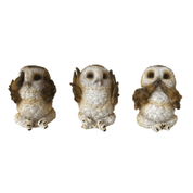 THREE WISE BROWN OWLS - FIGURES, LAMPS, CUPS