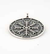 AEGISHJALMUR, HELM OF AWE, MAGICAL RUNE MEDALLION, SILVER - PENDANTS