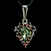 VENUS, MOLDAVITE, GARNET, SILVER PENDANT - PENDANTS