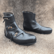 BORG, LEATHER SHOES EARLY MIDDLE AGES BLACK - VIKINGY - VIKING, SLAVIC BOOTS