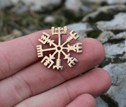 VEGVISIR, ISLÄNDISCHE SCHUTZ RUNE, ANHÄNGER, BRONZE - HISTORISCHEN REPLIKEN AUS BRONZE