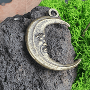 MOON WITH FACE, AMULET, ZINC, OLD BRASS - ALL PENDANTS, OUR PRODUCTION