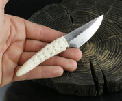 JOKUL, HAND FORGED KNIFE, CARVED ANTLER - KNIVES