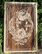 RAVEN MOON WALL DECORATION 45CM OAK - WOODEN STATUES, PLAQUES, BOXES