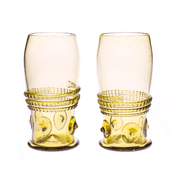 ARCADA, HISTORICAL GREEN GLASS - SET OF 2 - HISTORICAL GLASS