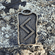 JERA, ANGLO-SAXON FUTHARK RUNE PENDANT, ZINC ANT. BRASS - RUNE PENDANTS