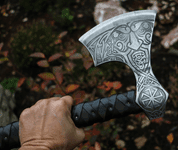 AXE OF PERUN, ETCHED WITH LEATHER - AXES, POLEWEAPONS