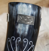 CORVUS CROW, CARVED DRINKING HORN - 0.3 L TIN - DRINKING HORNS