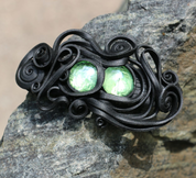 GREEN GLASS, HAIR BROOCH - FANTASY JEWELS