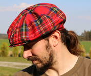 ACHT PANEL CAP TARTAN, ROT, IRLAND - HÜTE AUS IRLAND