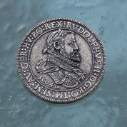 BÖHMEN, RUDOLF II. 1576 - 1611 TALER, ZINK, MÜNZE - REPLIK ALTMESSING - MÜNZEN DES MITTELALTERS