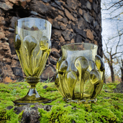 PERCHTA, BOHEMIAN MEDIEVAL GOBLET, GREEN FOREST GLASS - HISTORICAL GLASS