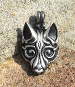 VIKING WOLF HEAD, SILVERED PENDANT BY WULFLUND - WIKINGERAMULETTE