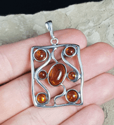 ANKA, PENDENTIF, AMBRE, ARGENT - AMBRE ET ARGENT