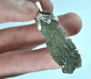 CERES, RAW MOLDAVITE PENDANT, STERLING SILVER - MOLDAVITE