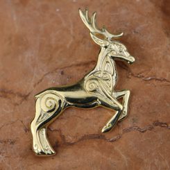 Cerf celtique - pendentif plaqué d'or de Herne